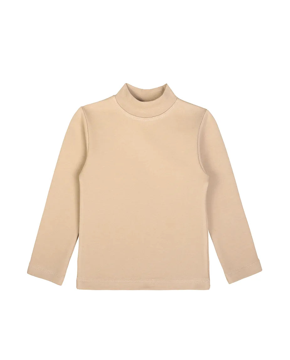 Toddler Cotton Long Sleeve Basic Mock-Neck T-Shirt