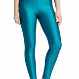 Girls Shiny High Waisted Leggings – Dance & Gymnastics Stretch Tights