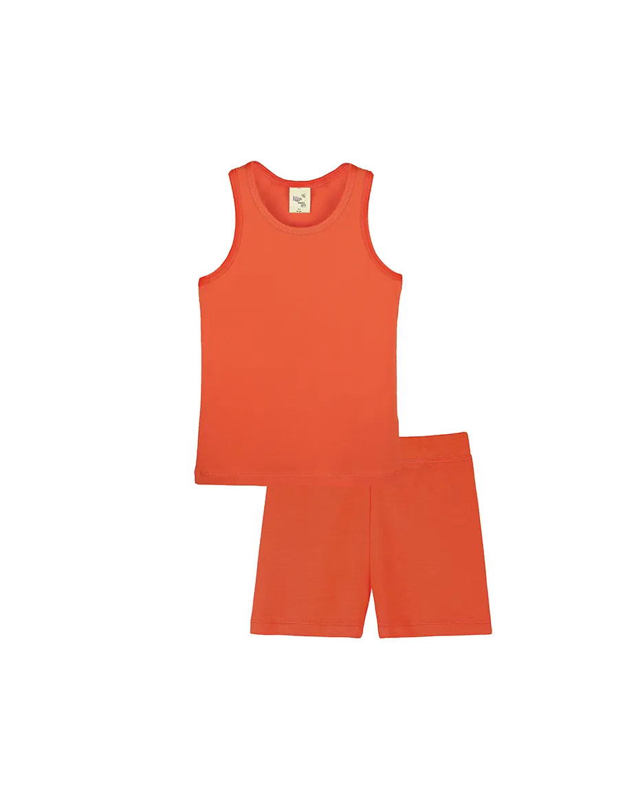 Little Girls Cotton Basic Racerback Tank Top & Short Set