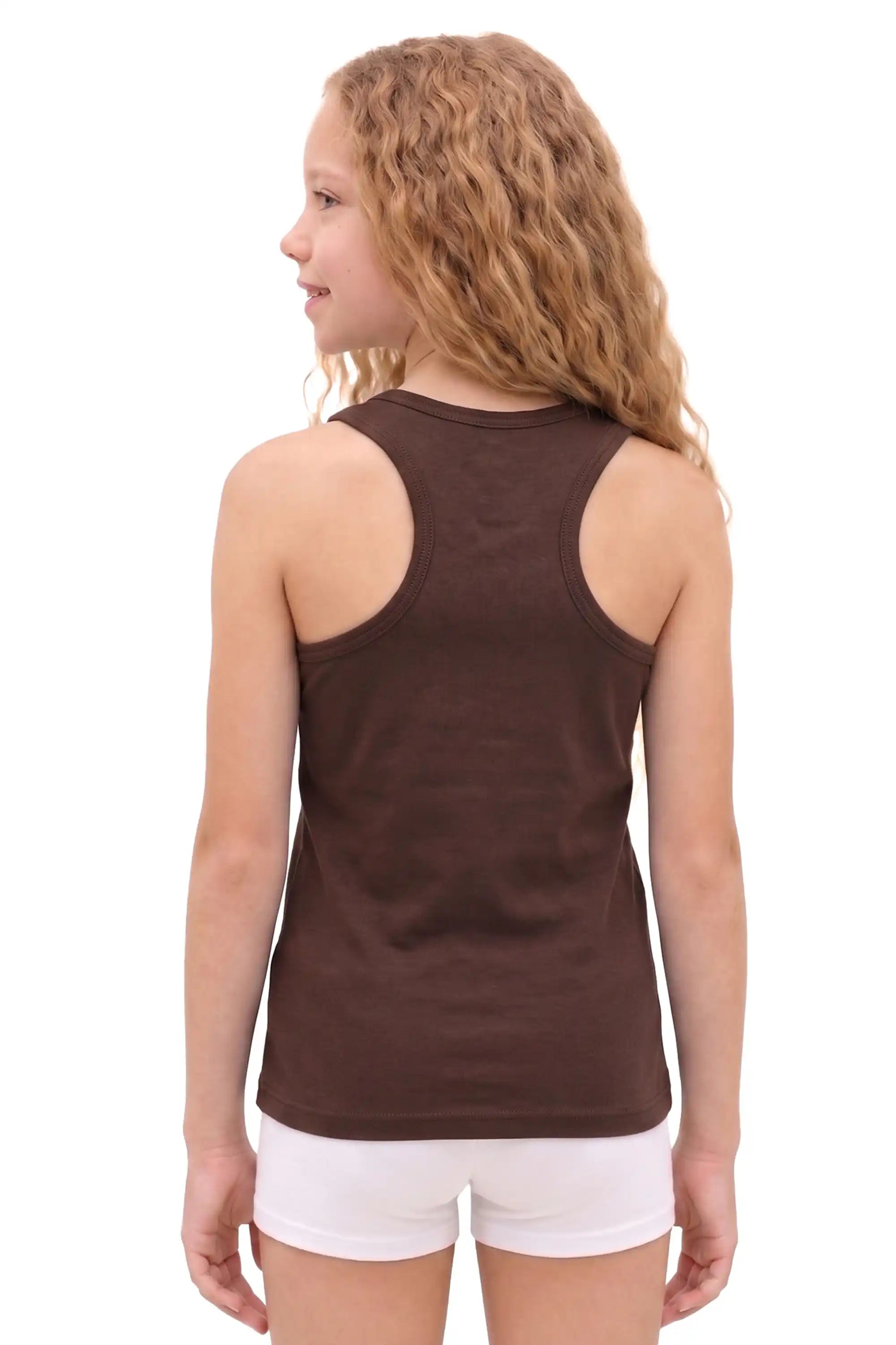 Girls' Soft Solid Cotton Blend Racerback Tank Top