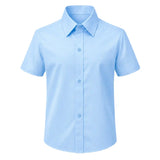 Lilax Boys Classic Short Sleeve Button Down Casual Solid Dress Shirt