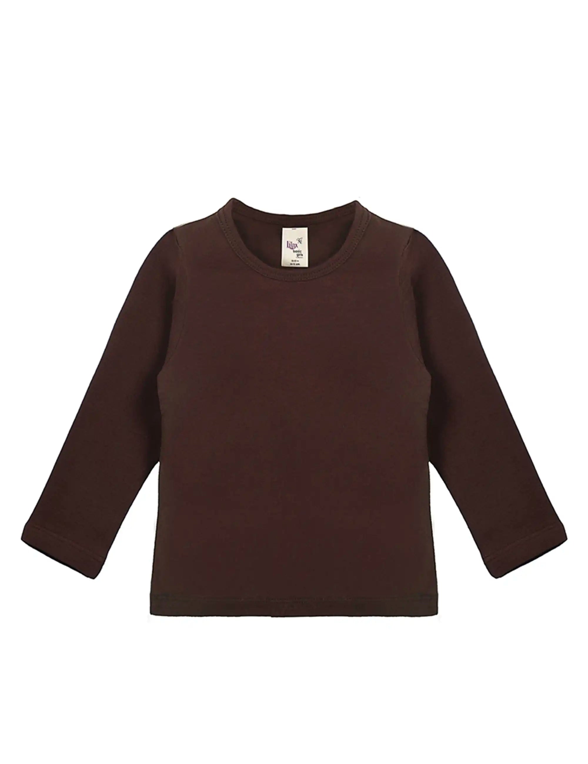 Lilax Girls' Basic Long Sleeve Round Neck Cotton T-Shirt
