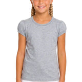 Girls' Basic Short Puff Sleeve Round Neck Cotton T-Shirt