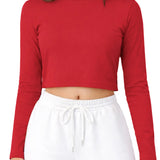 Lilax Girls' Long Sleeve Crop Top – Soft Cotton, 4-Way Stretch, Breathable Everyday Tee