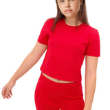 Girls Short Sleeve Crewneck Crop Top Tee