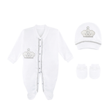 Newborn Baby 3-Piece Cotton Jeweled Layette Set