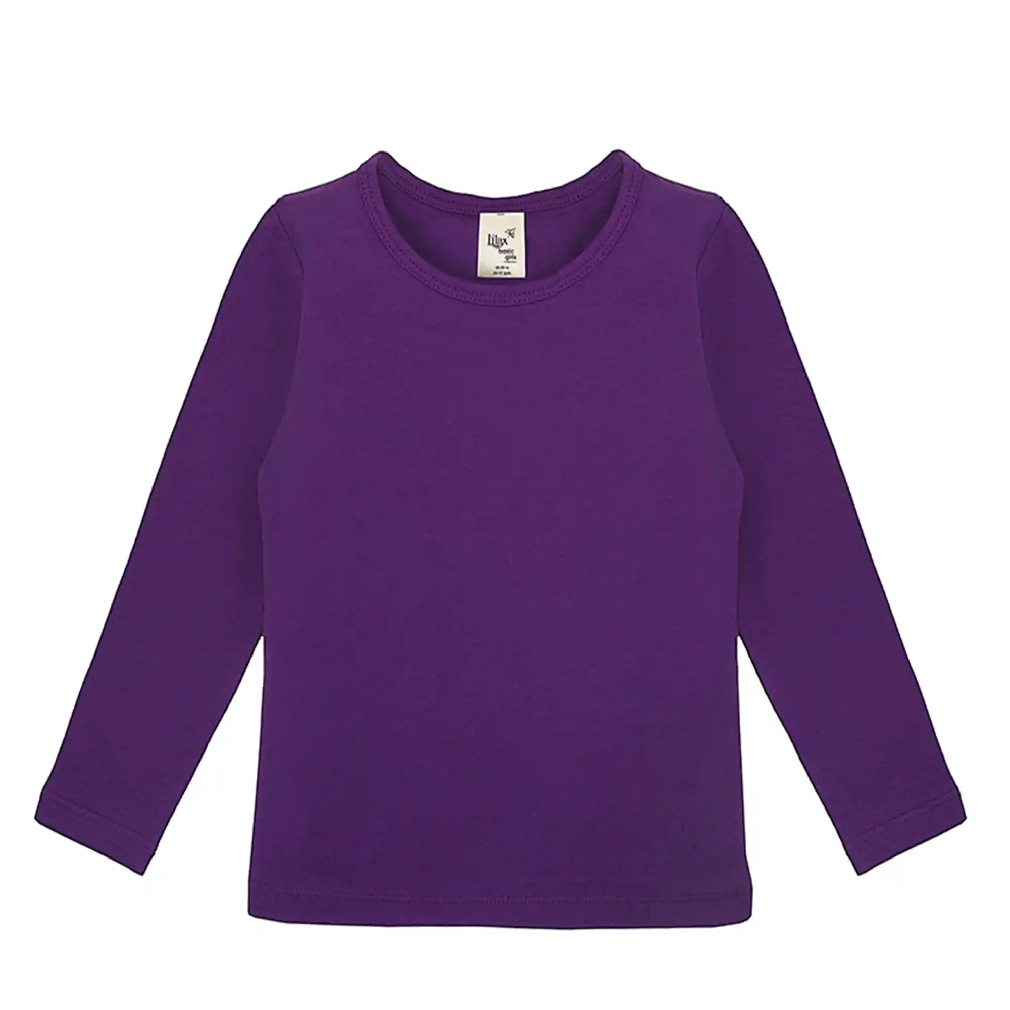 Lilax Girls' Basic Long Sleeve Round Neck Cotton T-Shirt