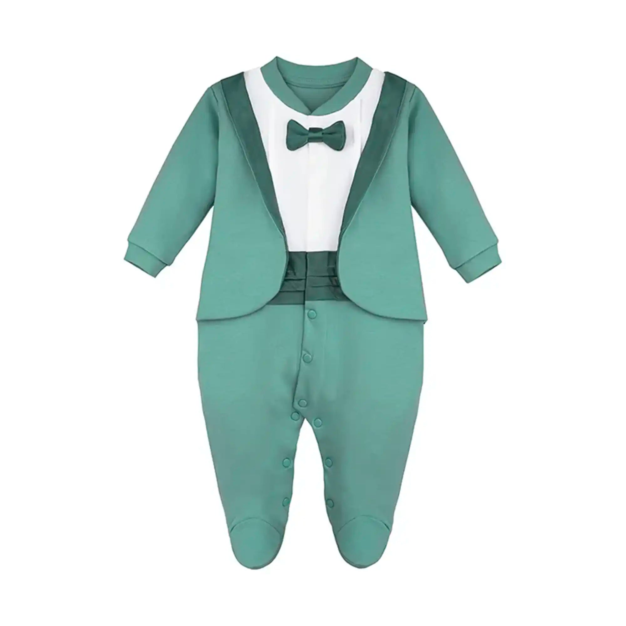 Baby Boy Footie Tuxedo Outfit with Bow Tie for Christmas Holidays - The Perfect Gentleman Look