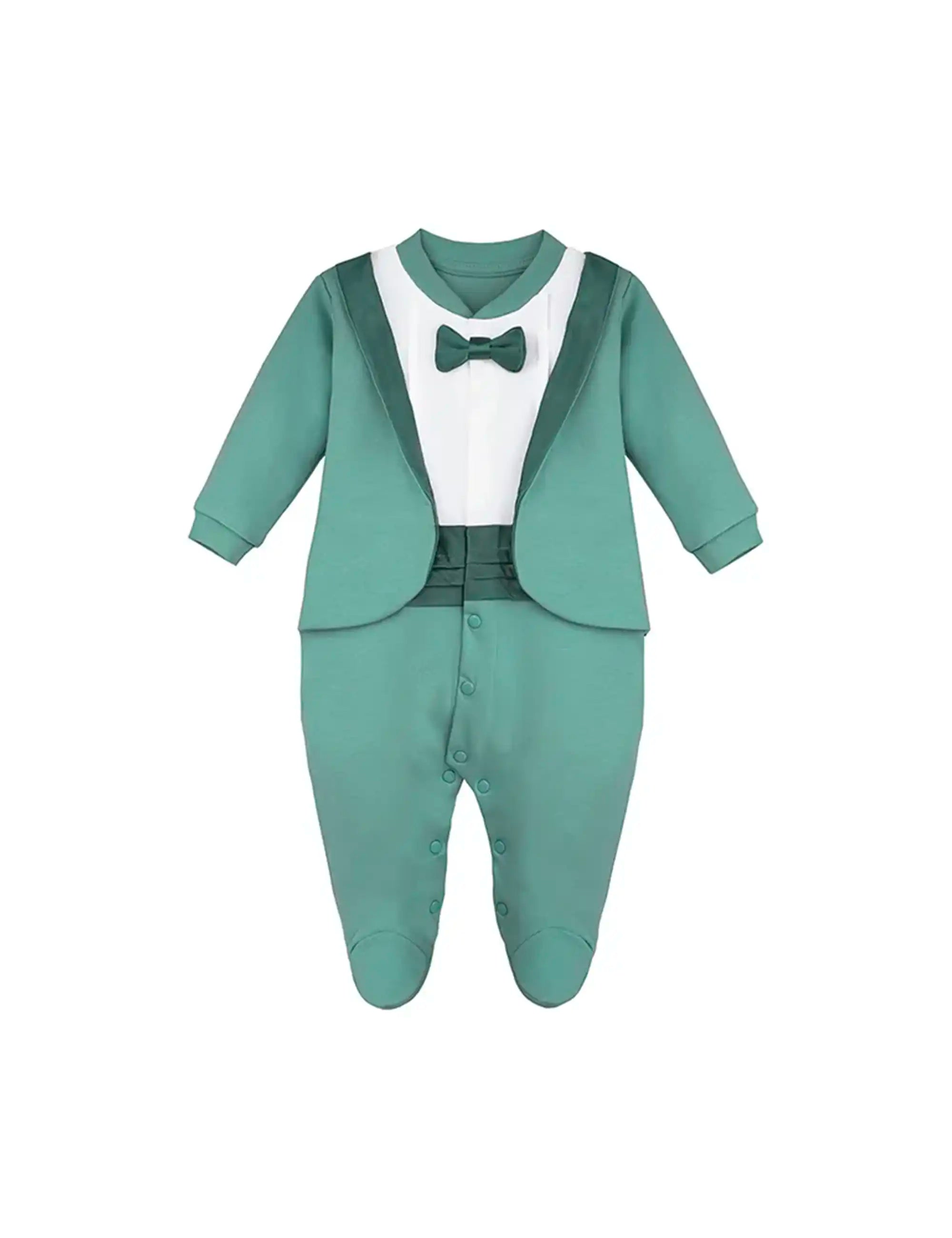 Baby Boy Footie Tuxedo Outfit with Bow Tie for Christmas Holidays - The Perfect Gentleman Look