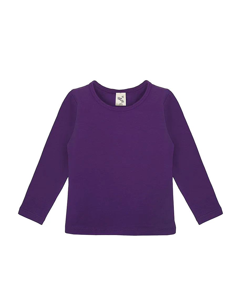 Toddler Cotton Long Sleeve Basic Crewneck T-Shirt
