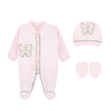 Newborn Baby 3-Piece Cotton Jeweled Layette Set