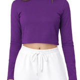 Lilax Girls' Long Sleeve Crop Top – Soft Cotton, 4-Way Stretch, Breathable Everyday Tee