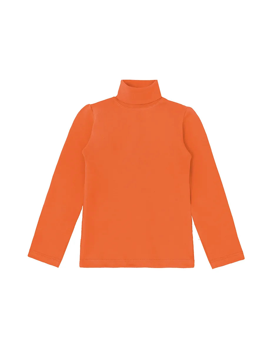 Little Girls Cotton Long Sleeve Basic Turtleneck T-Shirt