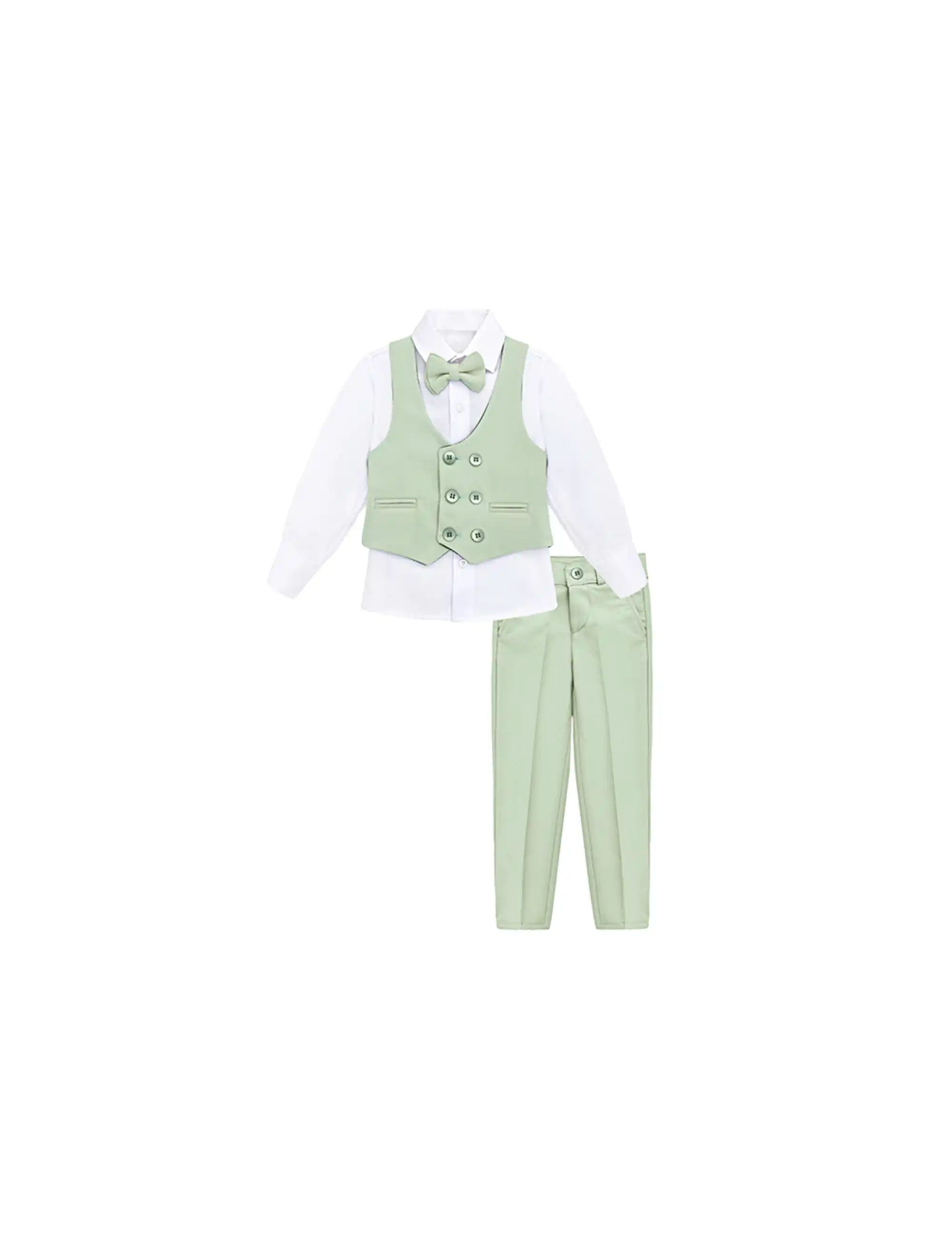 Little & Youth Boys Suit Set - Formal Suit Vest, White Dress Shirt, Dress Pants, and Bowtie - 4-Piece