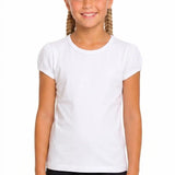 Girls' Basic Short Puff Sleeve Round Neck Cotton T-Shirt
