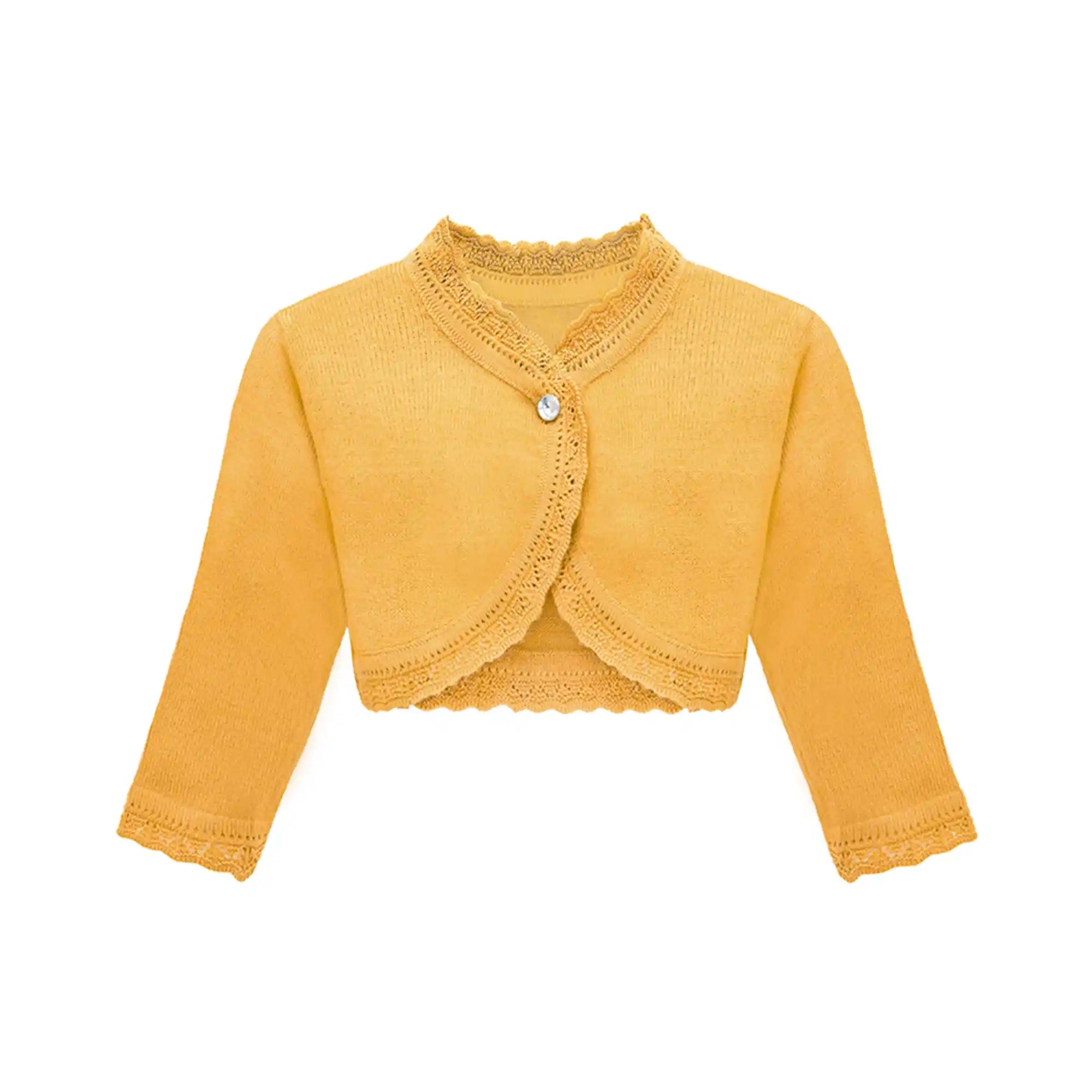 Little Girls' Knit Long Sleeve Button Closure Bolero Cardigan Shrug