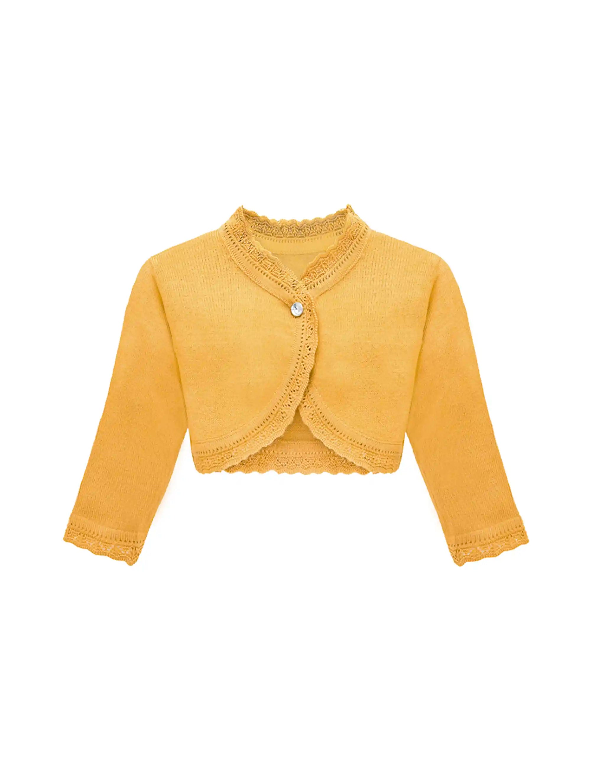 Little Girls' Knit Long Sleeve Button Closure Bolero Cardigan Shrug