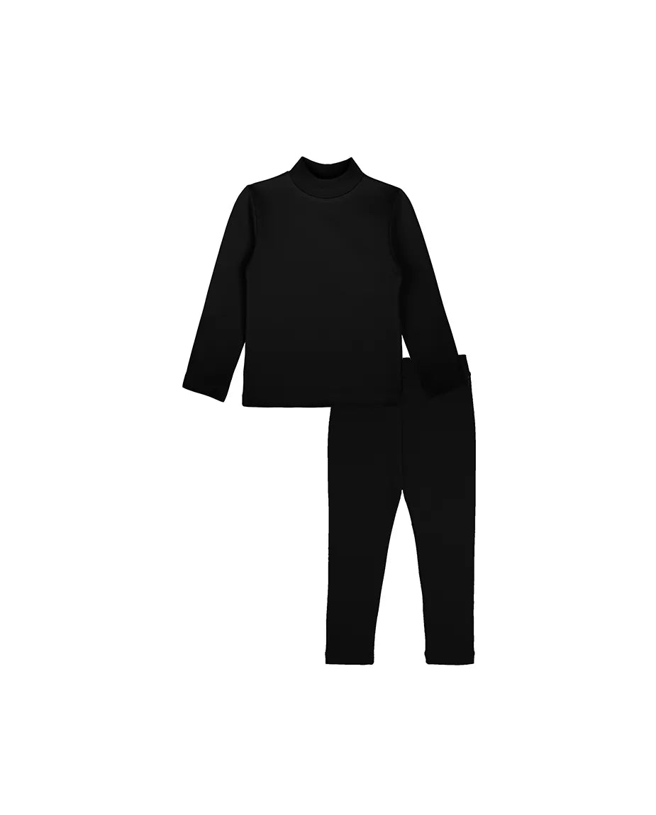 Little Girls Cotton Basic Mock-Neck T-Shirt & Leggings Set