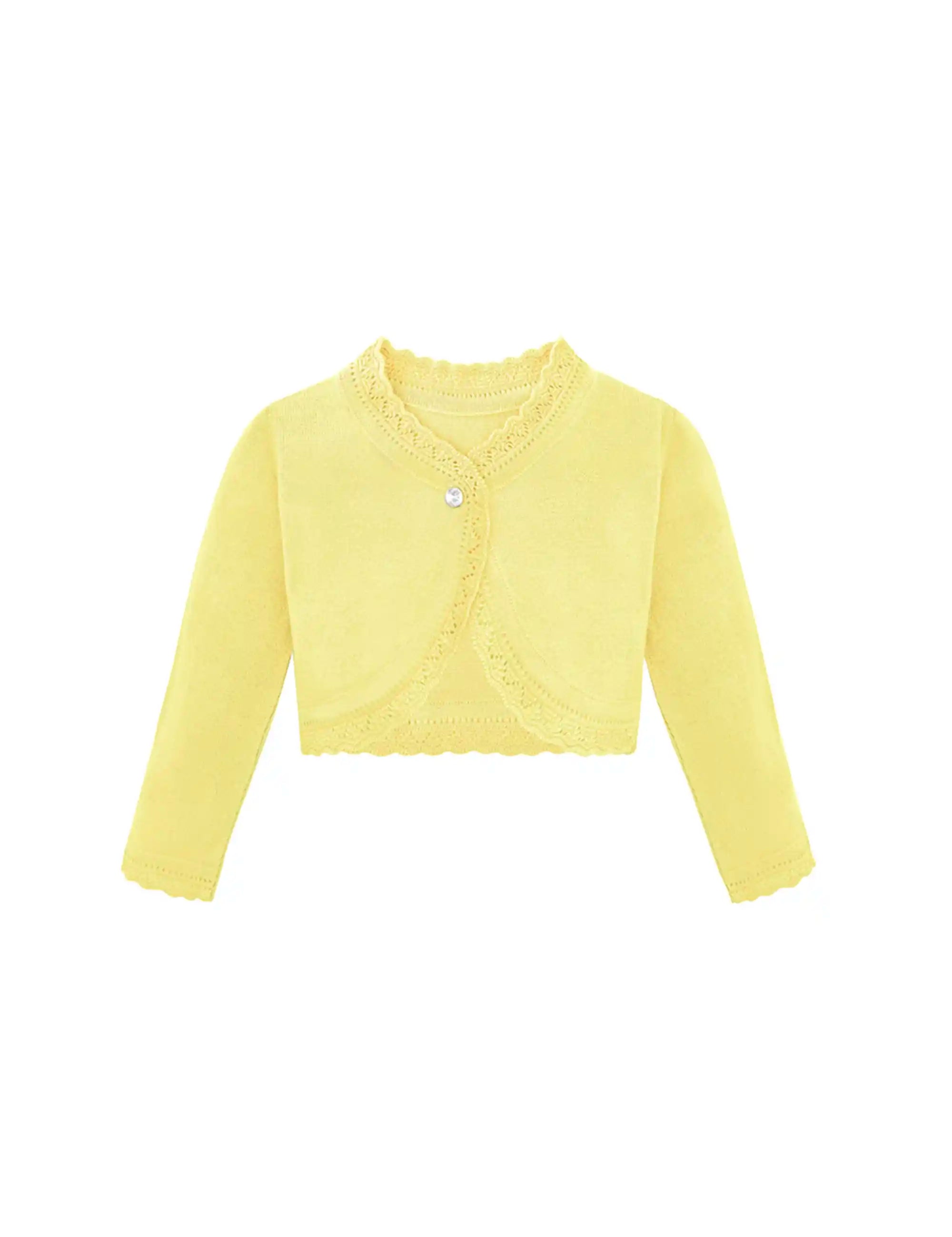 Little Girls' Knit Long Sleeve Button Closure Bolero Cardigan Shrug