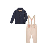 Boys Patterned Shirt & Suspender Pants Set