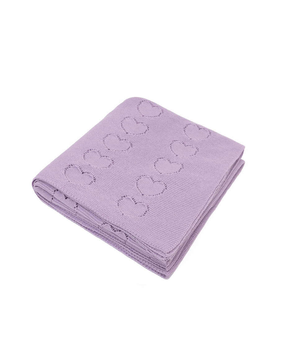 Baby Girl Cotton Knit Heart Receiving Blanket