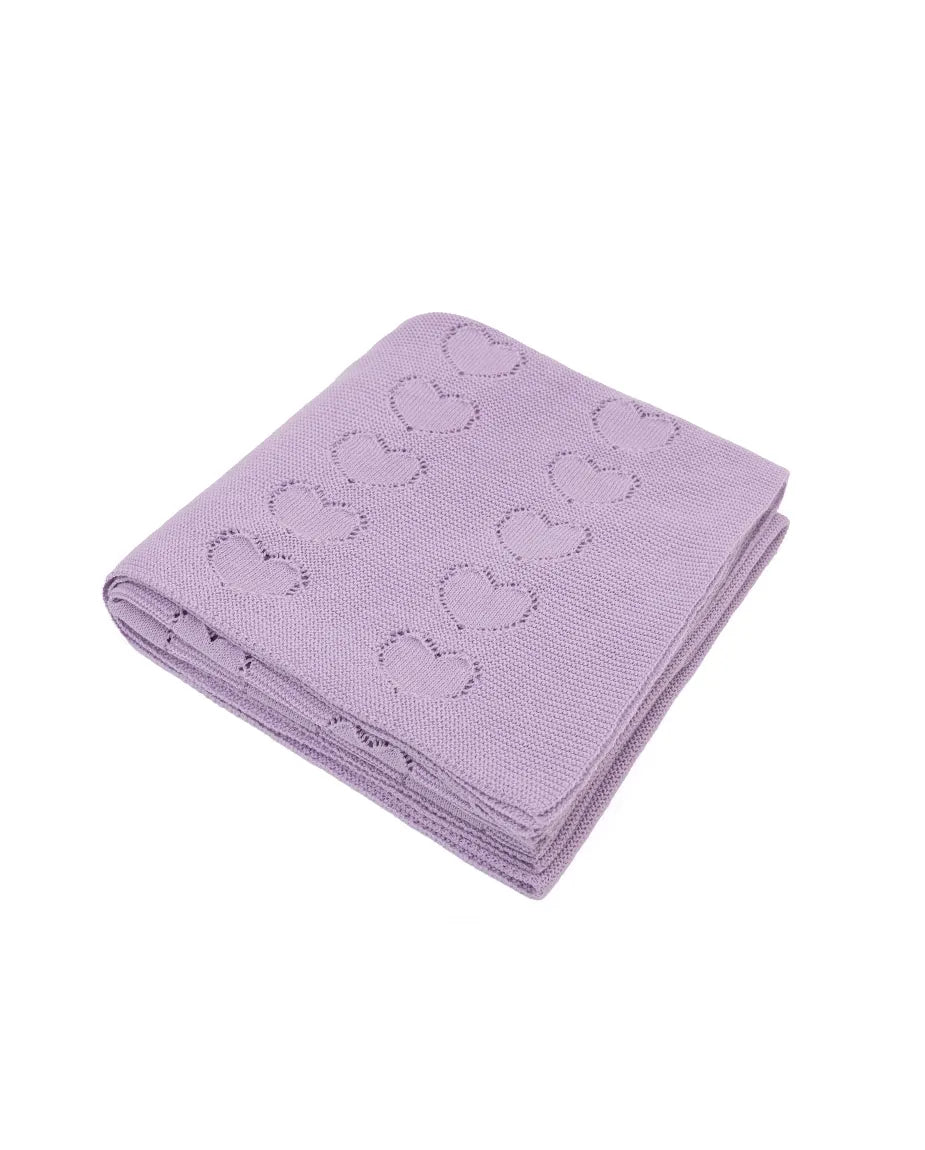 Baby Girl Cotton Knit Heart Receiving Blanket