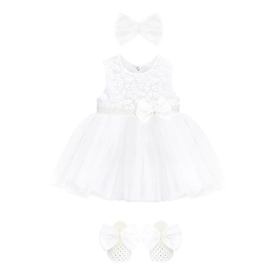 Baby Lace & Pearl Detailed Tulle Dress Set