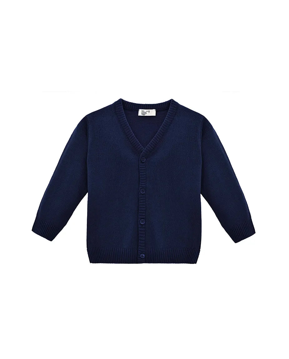 V-Neck Cardigan Sweater for Boys - Featuring Button Closure, Toddler to Youth