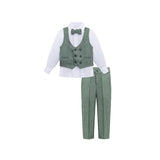 Boys 4-Piece Slim Fit Textured Suit Set
