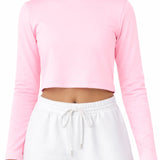 Lilax Girls' Long Sleeve Crop Top – Soft Cotton, 4-Way Stretch, Breathable Everyday Tee