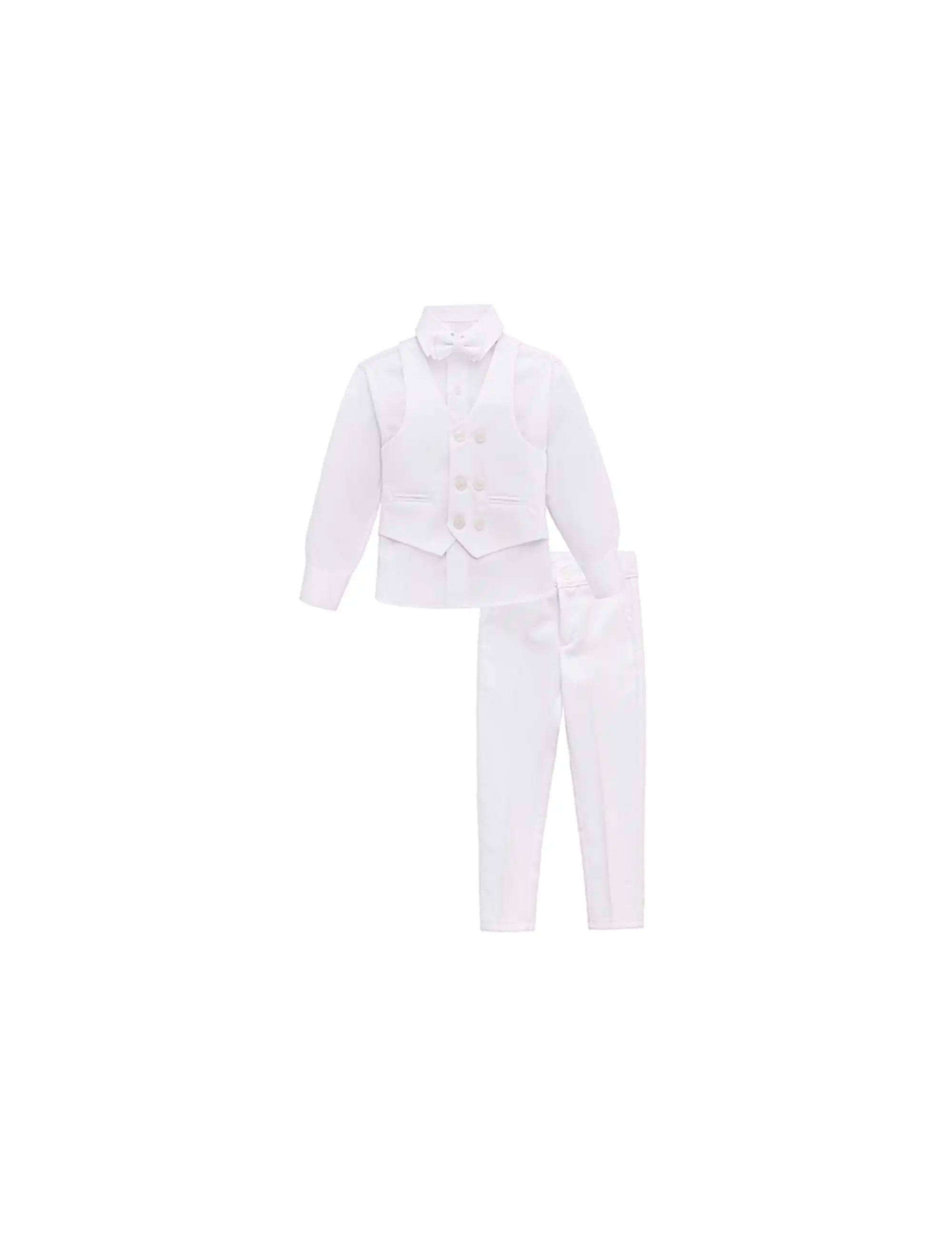 Little & Youth Boys Suit Set - Formal Suit Vest, White Dress Shirt, Dress Pants, and Bowtie - 4-Piece