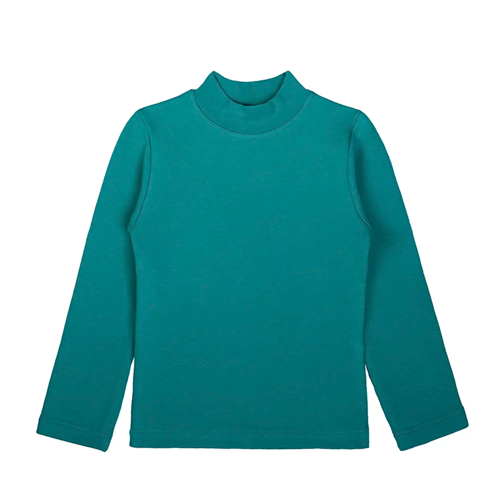 Girls' Basic Mock Turtleneck Long Sleeve Cotton Solid T-Shirt