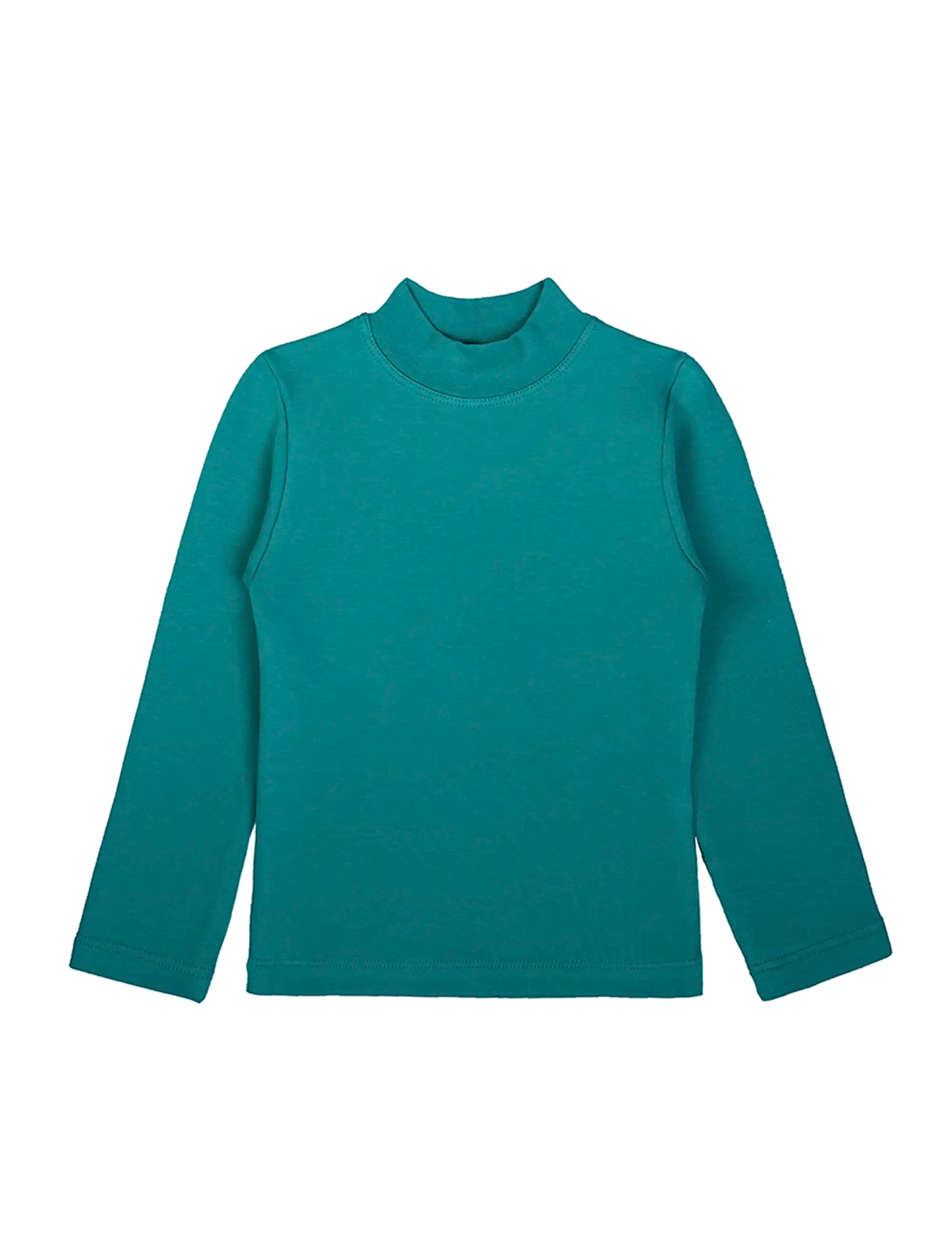 Girls' Basic Mock Turtleneck Long Sleeve Cotton Solid T-Shirt