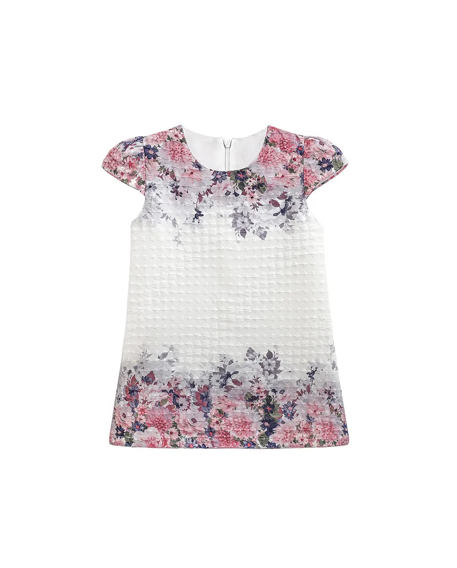 Little Girls Floral Short Sleeve Summer Dress