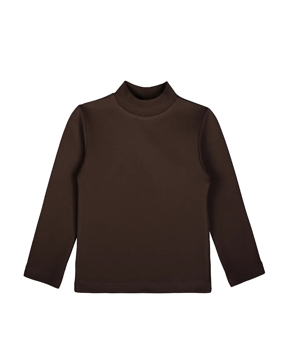Toddler Cotton Long Sleeve Basic Mock-Neck T-Shirt