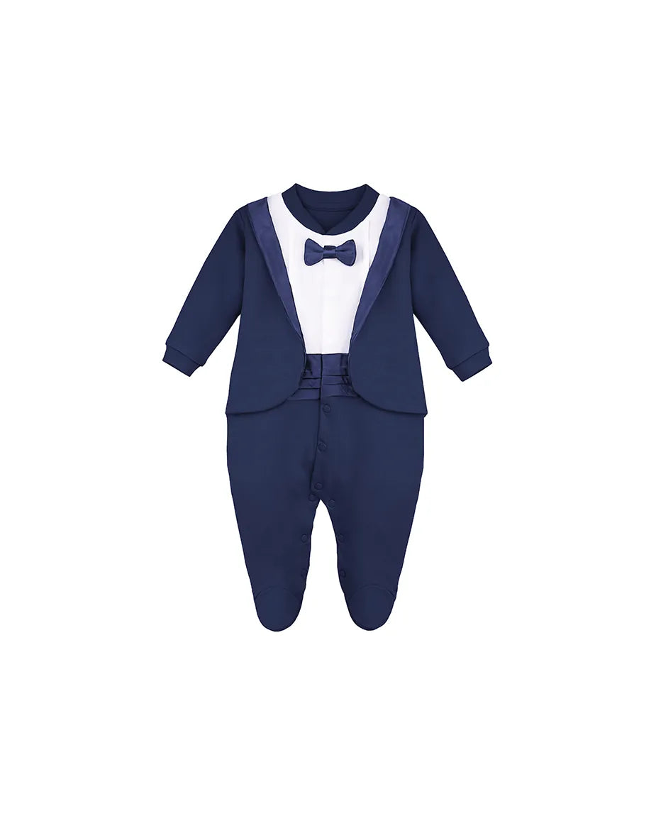 Baby Boy Bow-Tied Tuxedo Footie