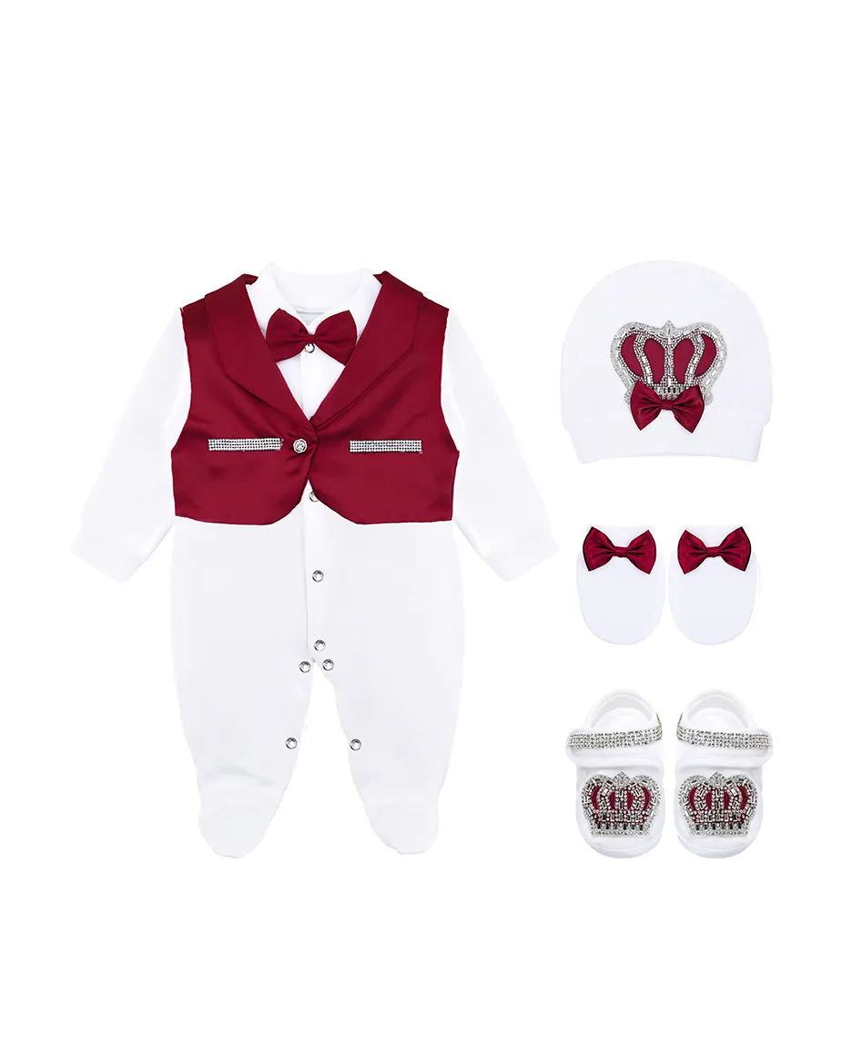 Newborn Baby Cotton 5-Piece Satin Detailed Take Me Home Set