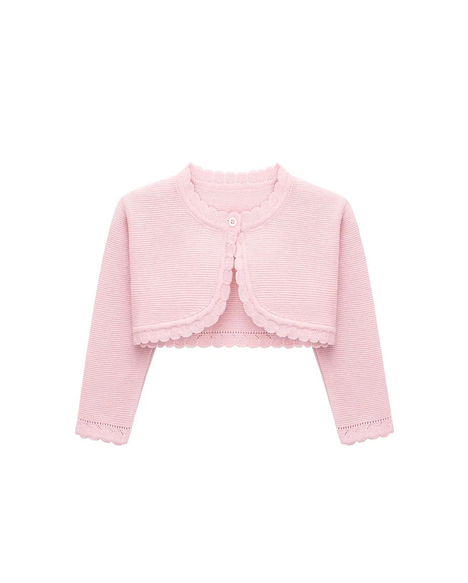 Baby Girls' Long Sleeve Knit Button Closure Bolero Shrug
