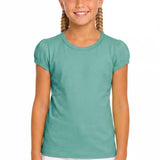 Girls' Basic Short Puff Sleeve Round Neck Cotton T-Shirt