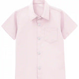 Boys' Button Down Shirt Solid Short Sleeve Classic Solid Oxford Dress Shirt