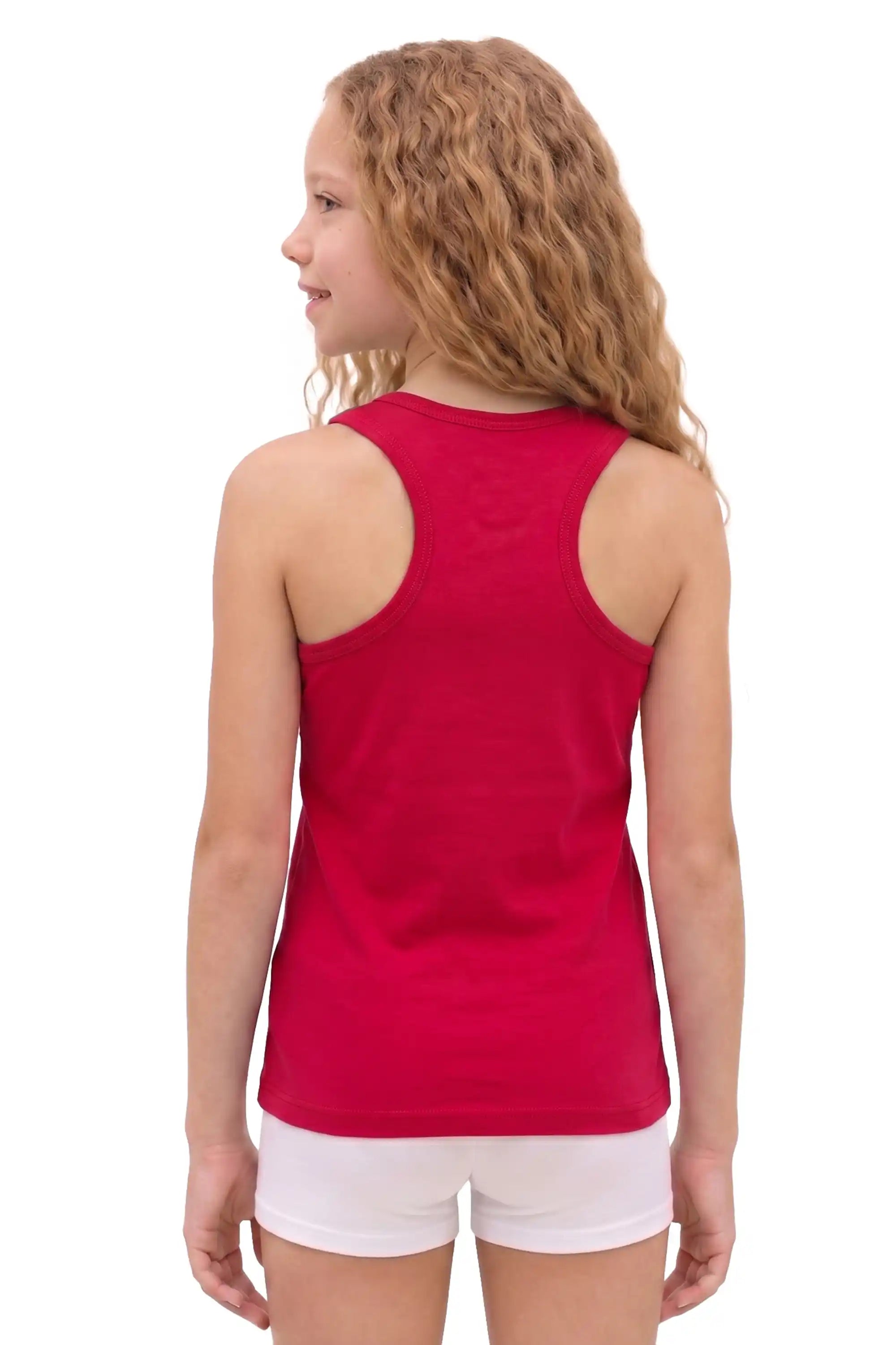 Girls' Soft Solid Cotton Blend Racerback Tank Top