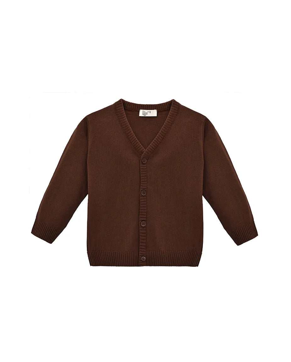 V-Neck Cardigan Sweater for Boys - Featuring Button Closure, Toddler to Youth