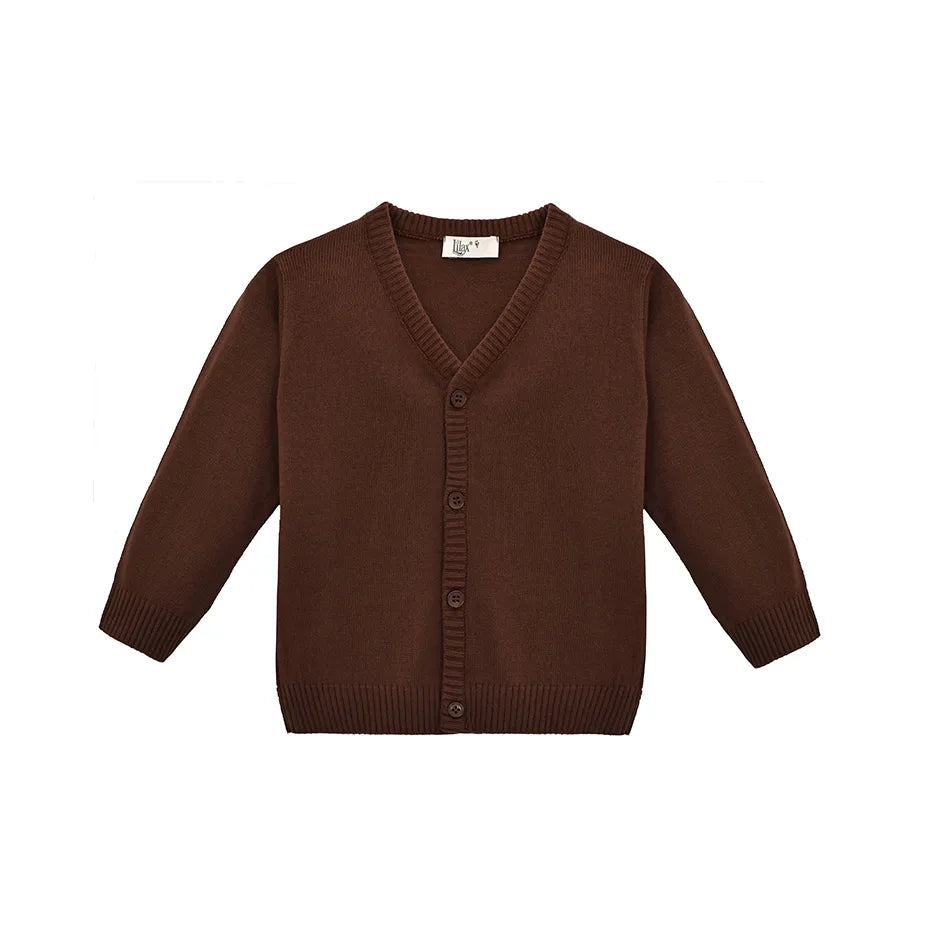V-Neck Cardigan Sweater for Boys - Featuring Button Closure, Toddler to Youth