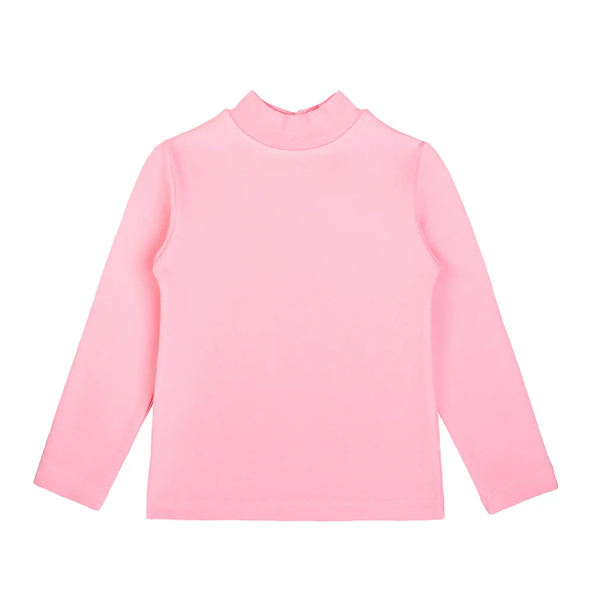 Girls' Basic Mock Turtleneck Long Sleeve Cotton Solid T-Shirt