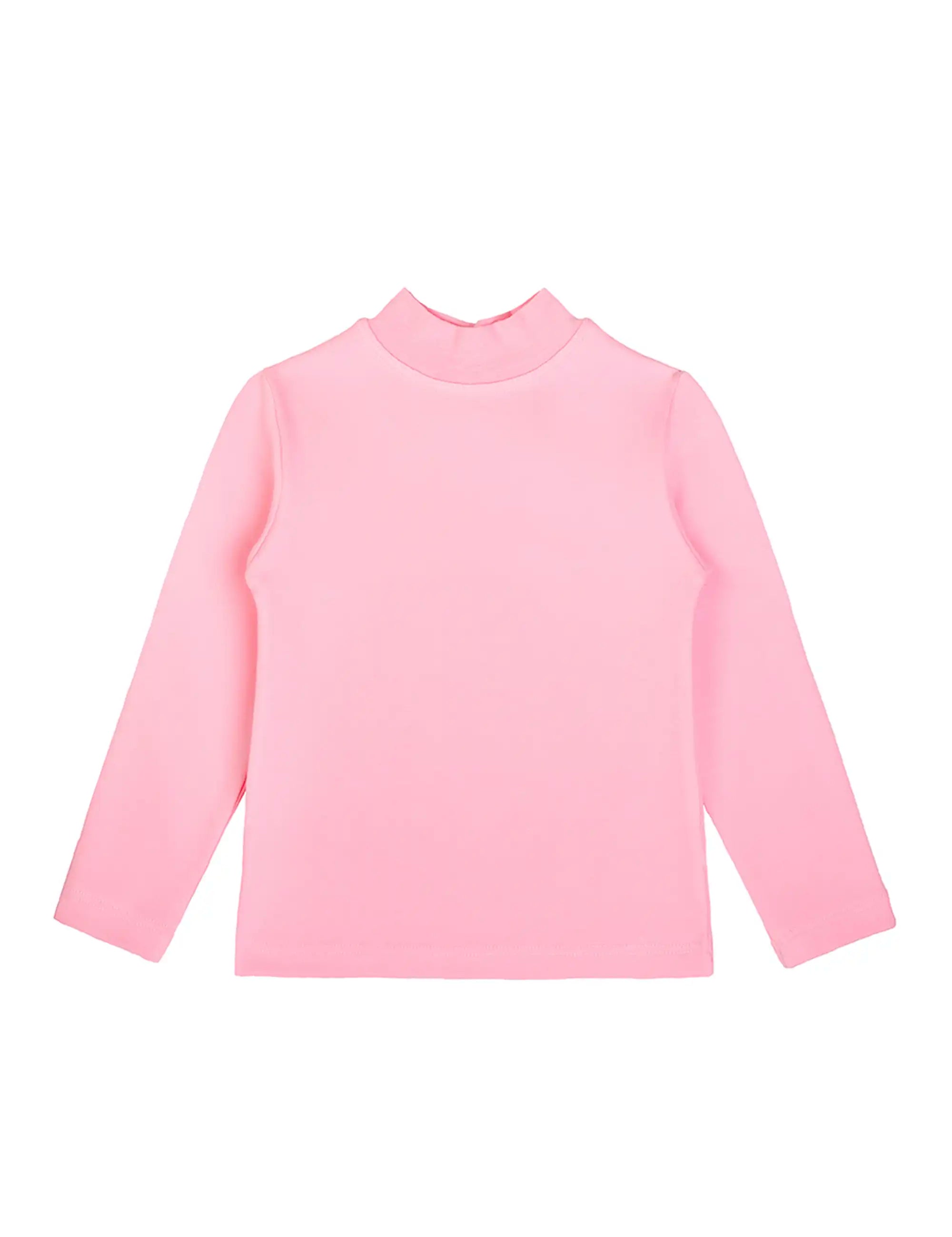 Girls' Basic Mock Turtleneck Long Sleeve Cotton Solid T-Shirt