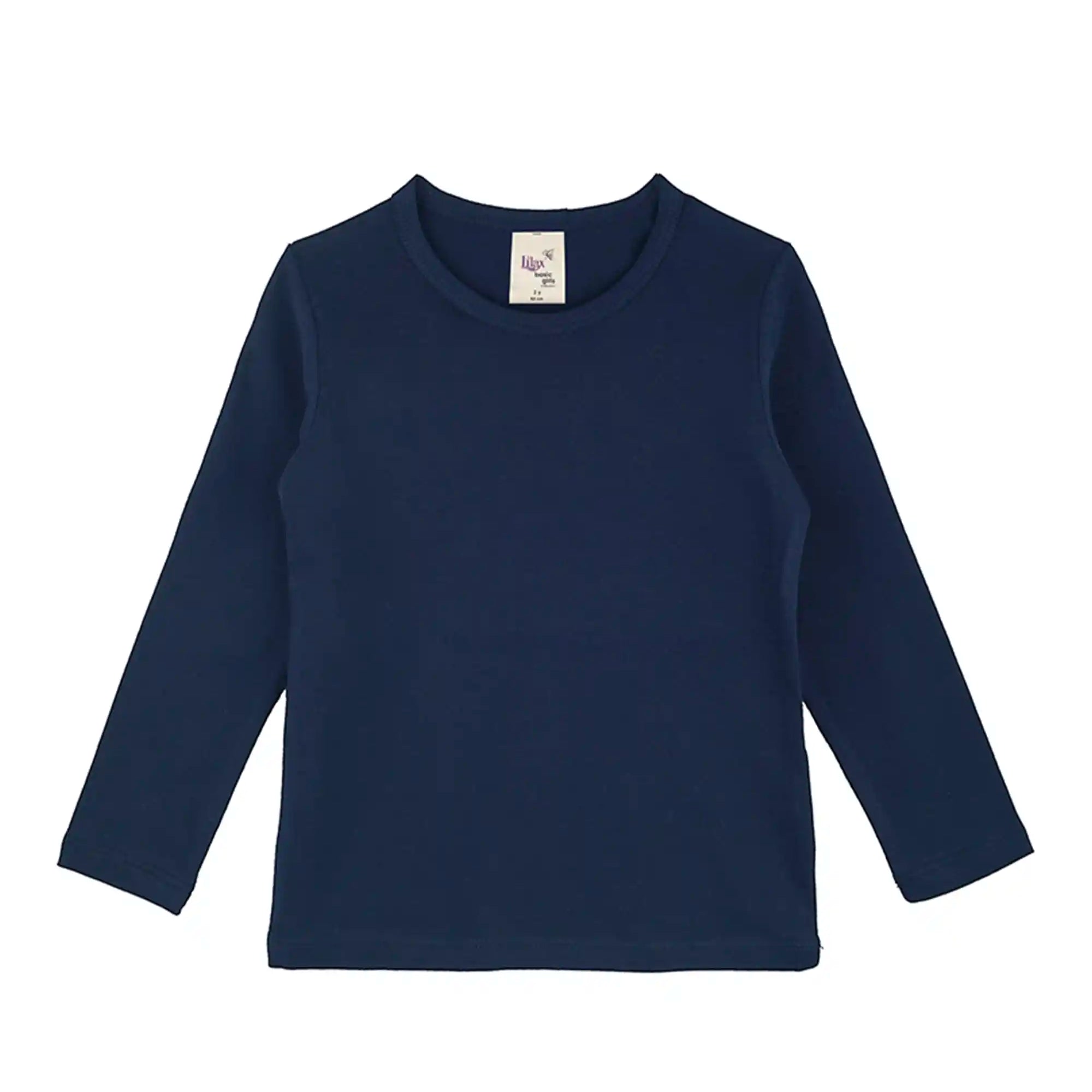 Lilax Girls' Basic Long Sleeve Round Neck Cotton T-Shirt