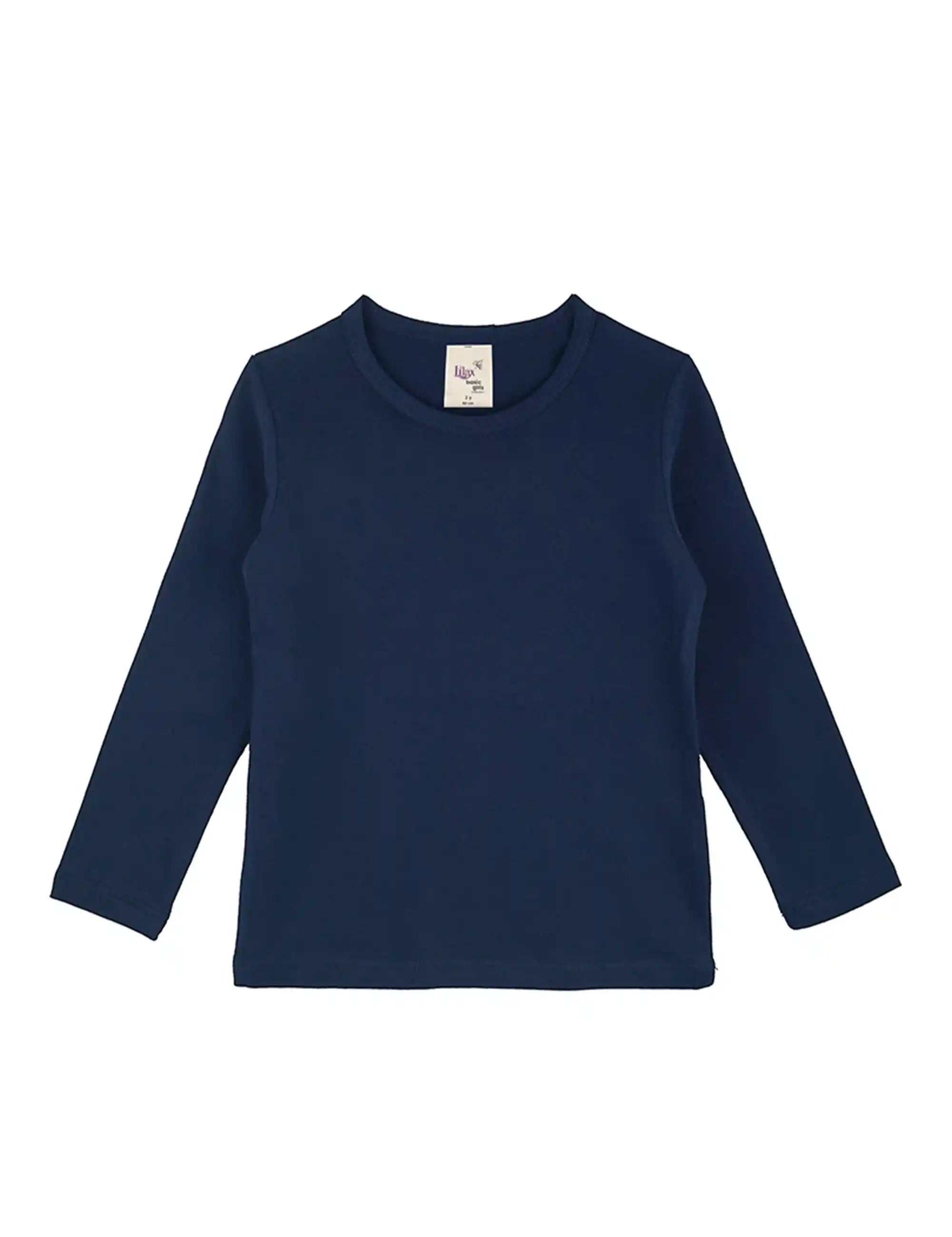 Lilax Girls' Basic Long Sleeve Round Neck Cotton T-Shirt