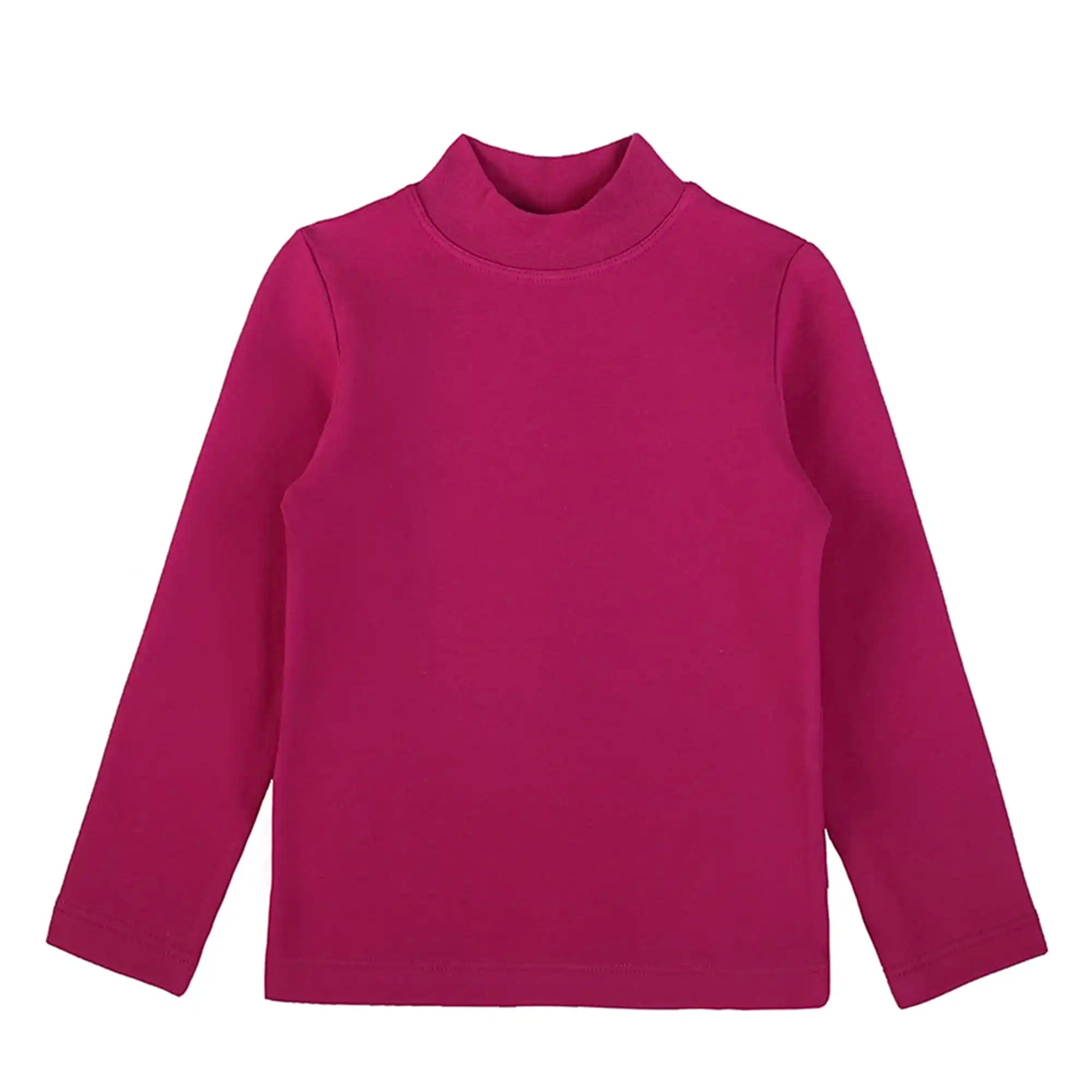 Girls' Basic Mock Turtleneck Long Sleeve Cotton Solid T-Shirt
