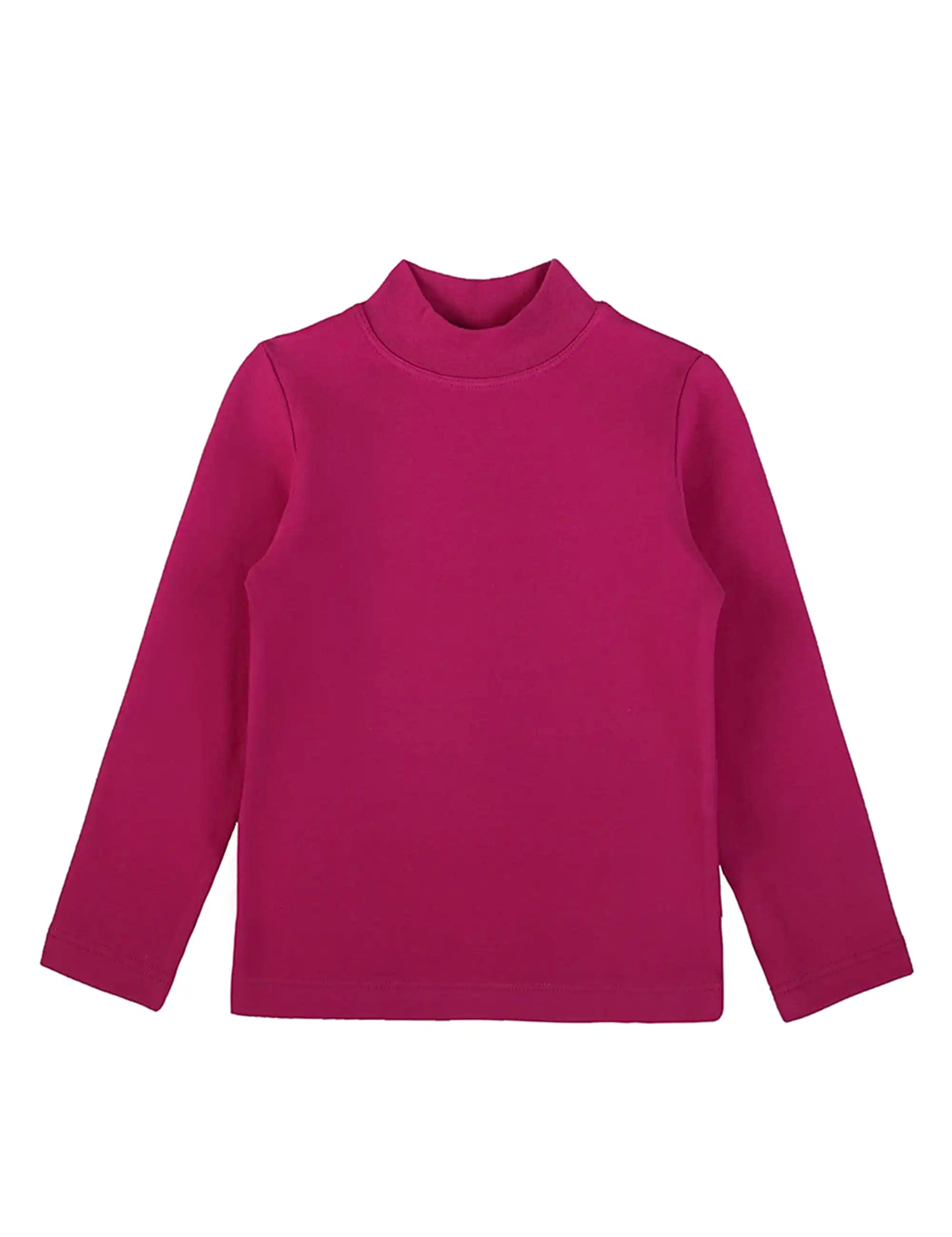 Girls' Basic Mock Turtleneck Long Sleeve Cotton Solid T-Shirt