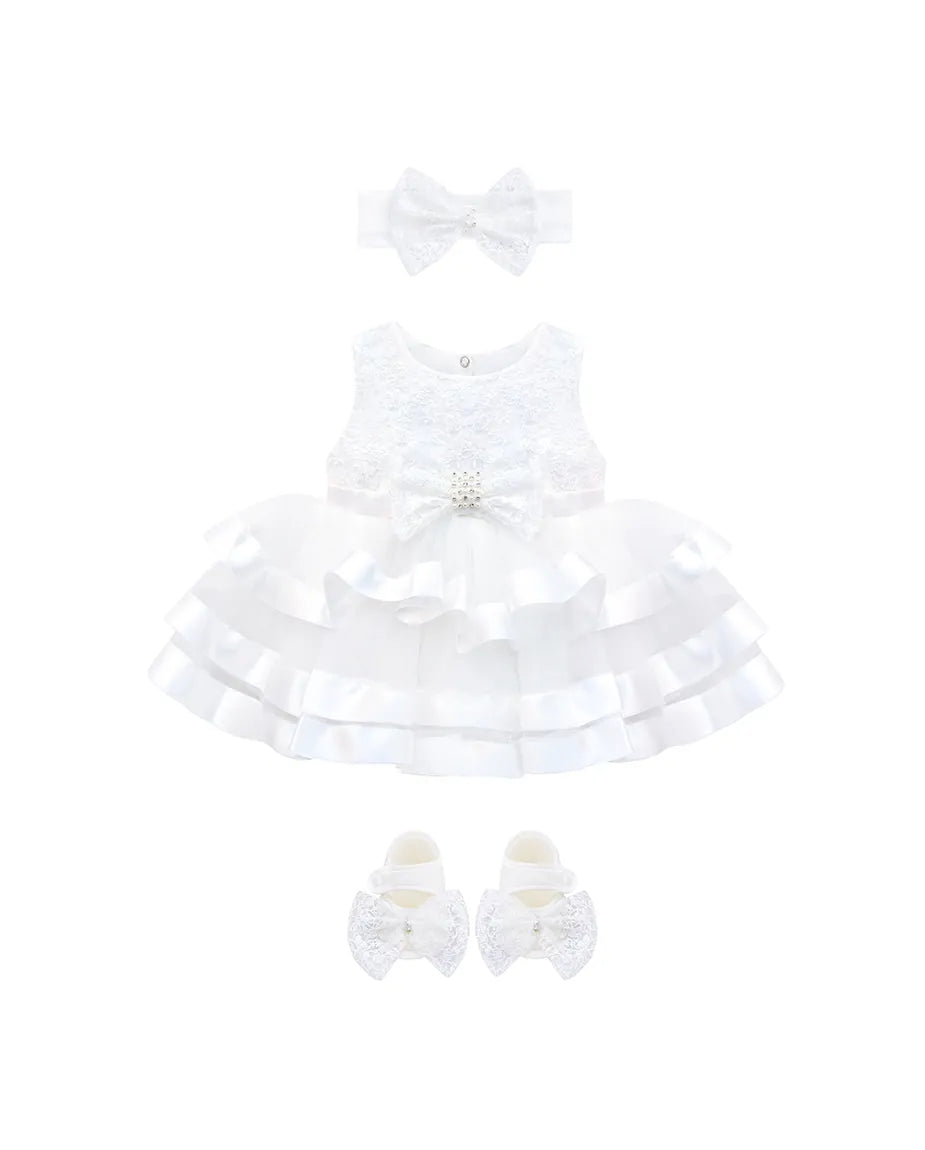 Baby Girls Dress Set with Headband & Shoes